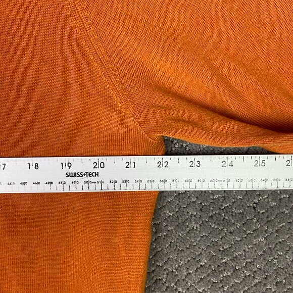 Peter Millar Sweater Men's Medium Orange Extra Fine Merino Wool Knit Golf V Neck - Picture 9 of 10